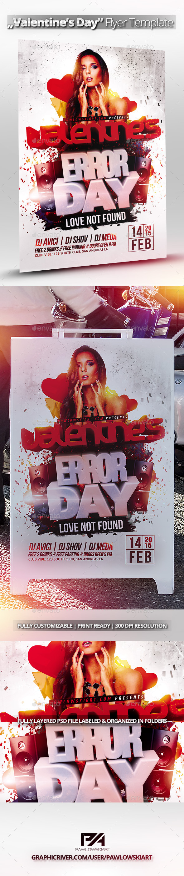 Valentine's Day Party Flyer Template - Clubs & Parties Events