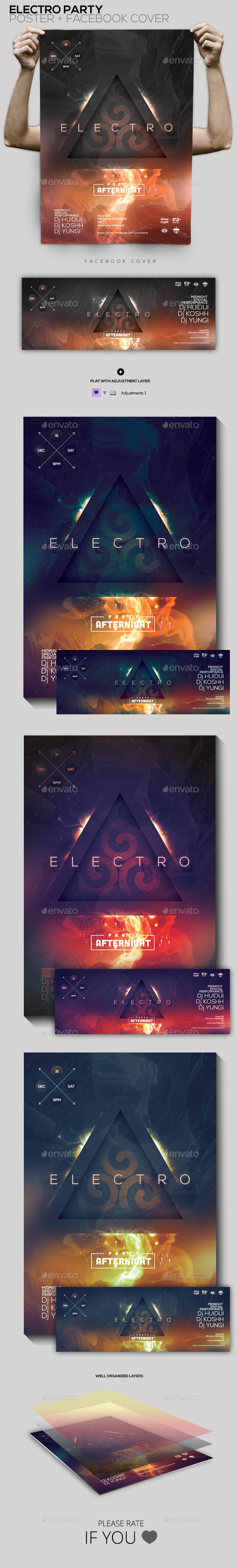 Electro Party Flyer/Poster/Facebook Cover - Clubs & Parties Events