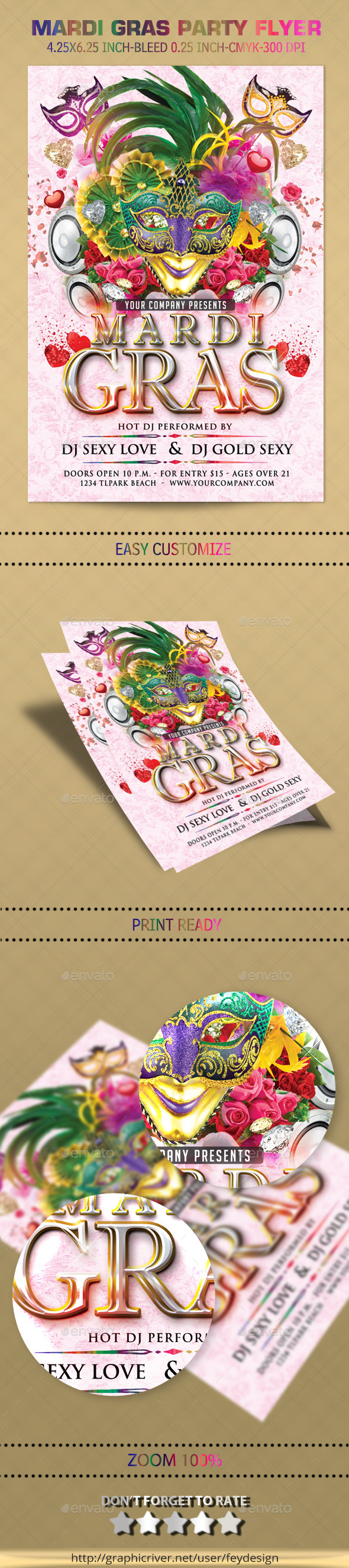 Mardi Gras Party Flyer - Clubs & Parties Events