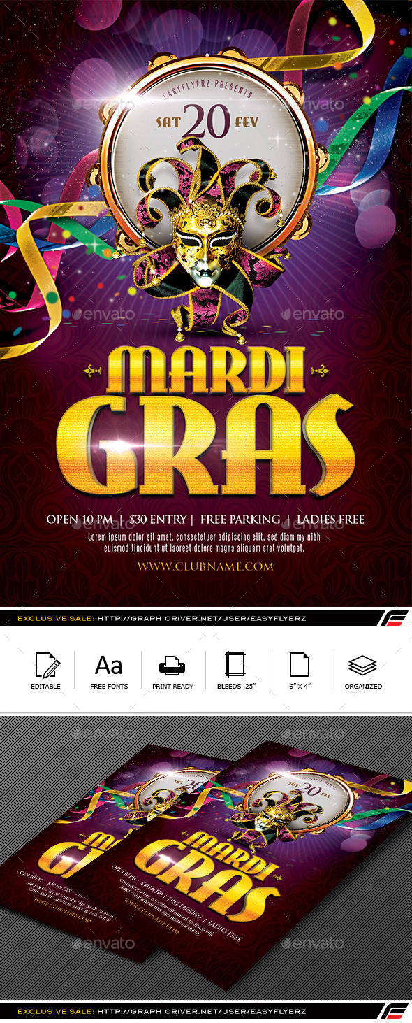 Mardi Gras Flyer Template - Events Flyers