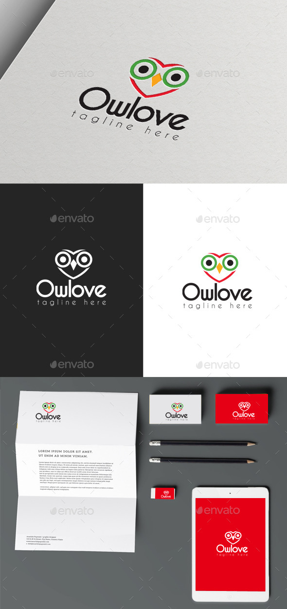 Owl Love - Animals Logo Templates
