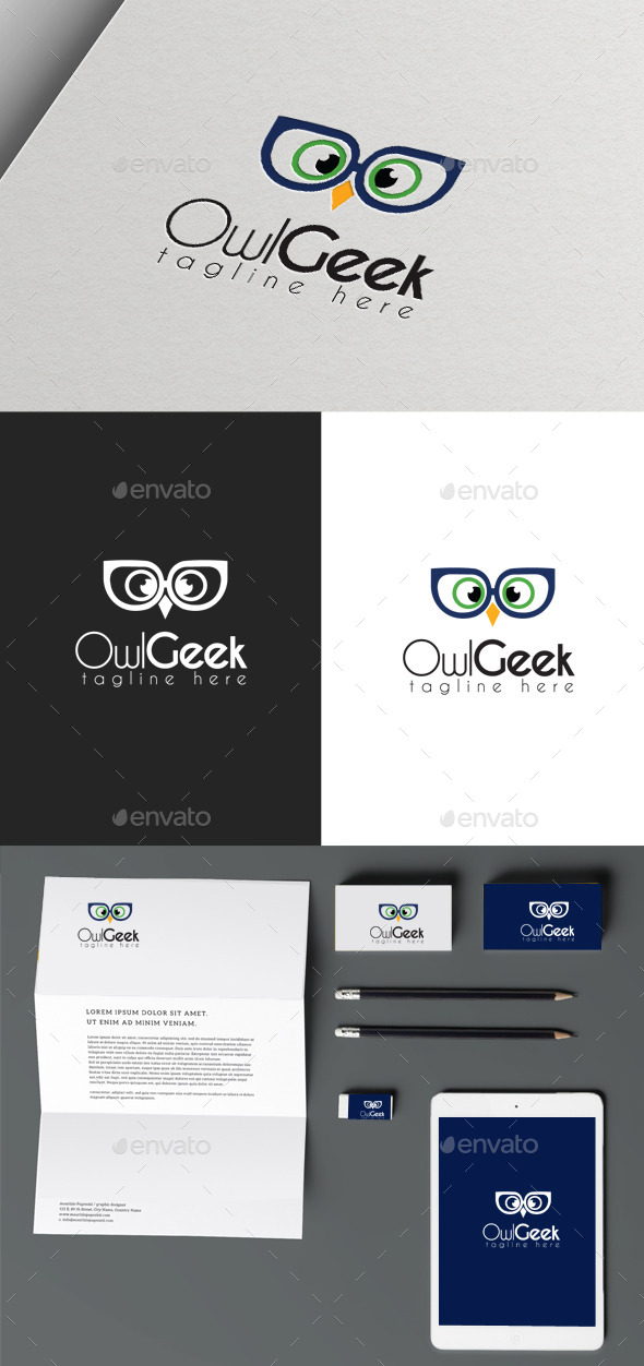 Owl Geek - Animals Logo Templates