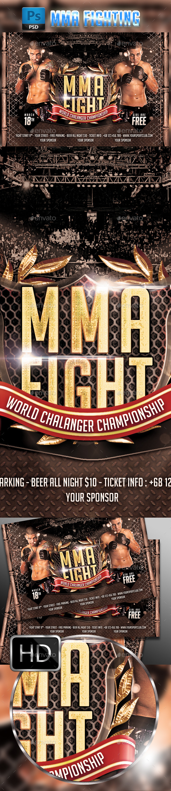 MMA Fighting Flyer Template #3 - Sports Events
