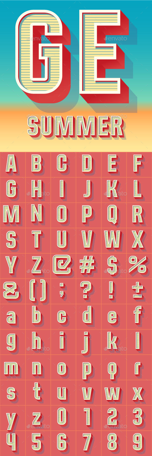 Summer Compact Alphabet - Decorative Symbols Decorative