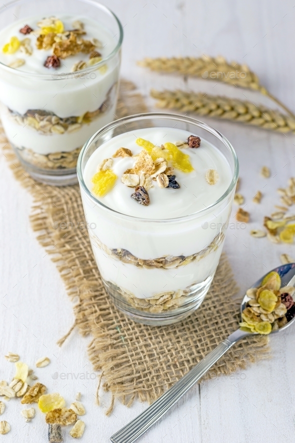 A Muesli and Yoghurt Breakfast Stock Photo by gcpics | PhotoDune