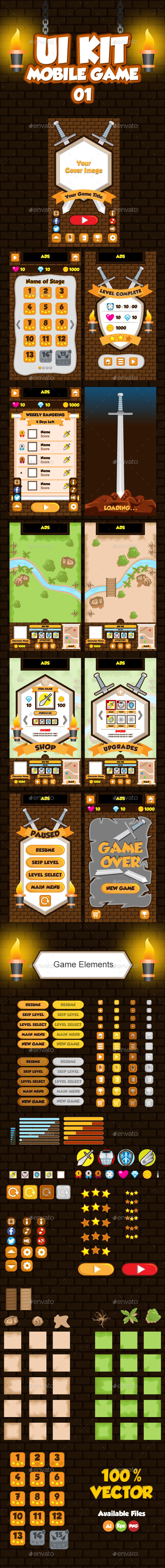 Mobile Game UI Collection 01 - User Interfaces Game Assets