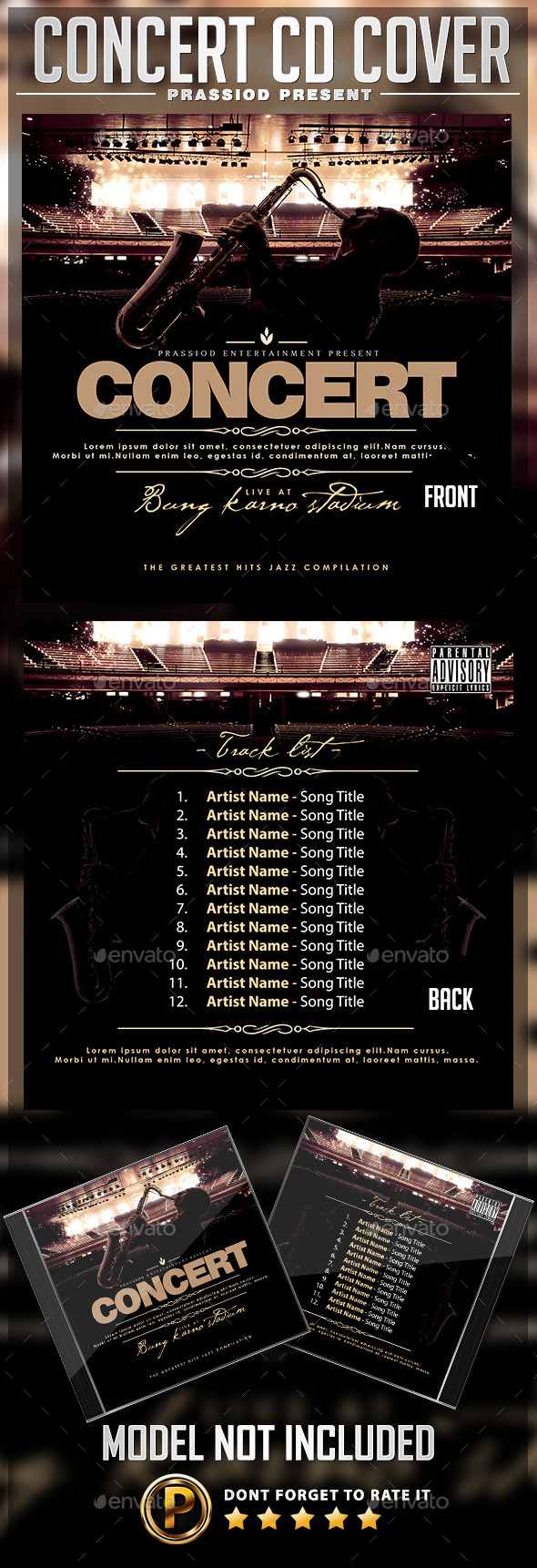 Concert Live CD Cover Template - CD & DVD Artwork Print Templates