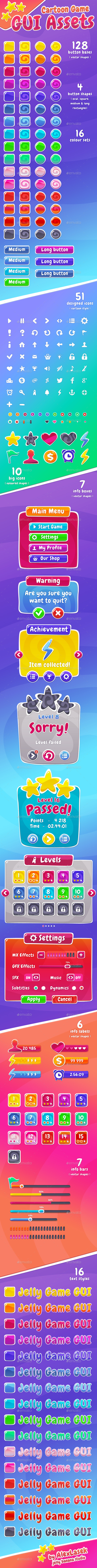 Cartoon Games GUI Pack - User Interfaces Game Assets