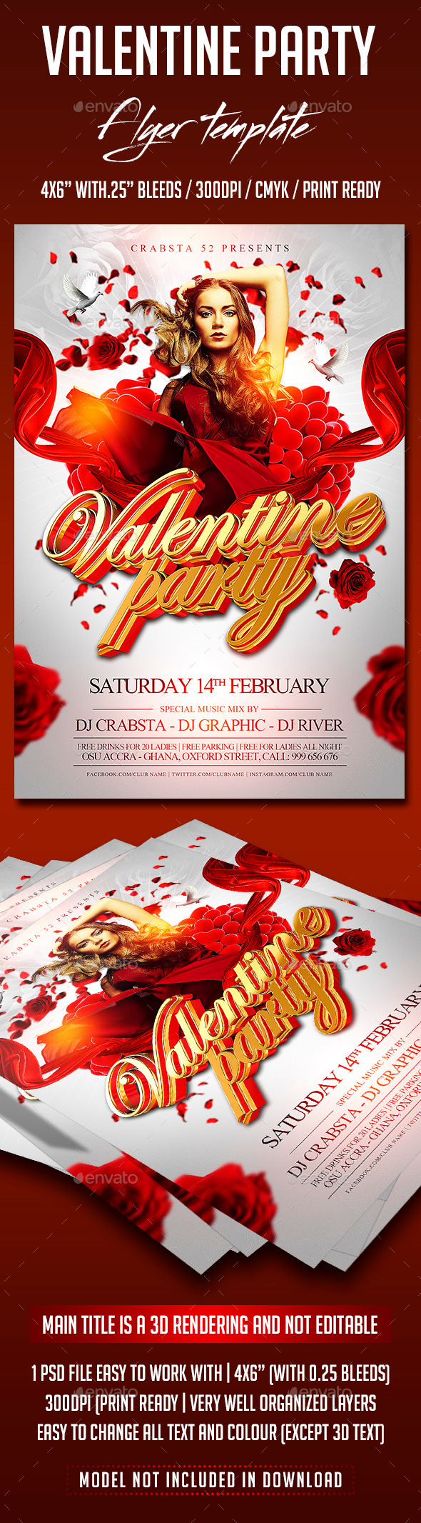 Valentine Party Flyer Template - Events Flyers