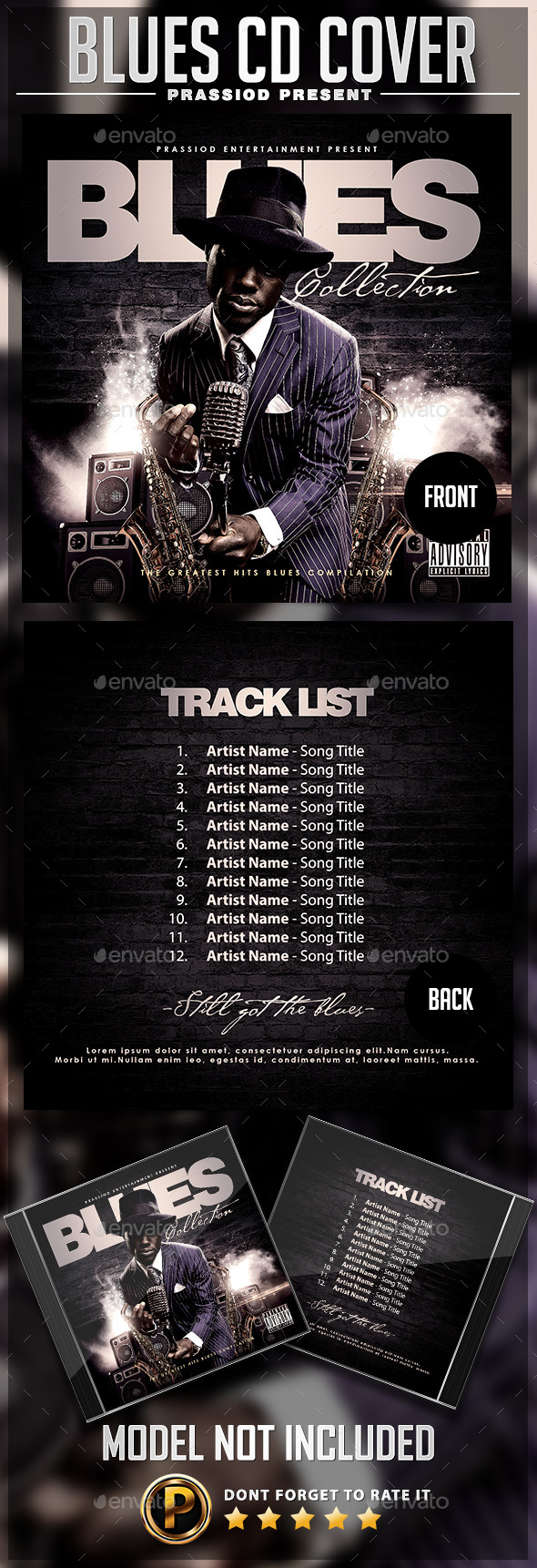 Blues CD Cover Template - CD & DVD Artwork Print Templates