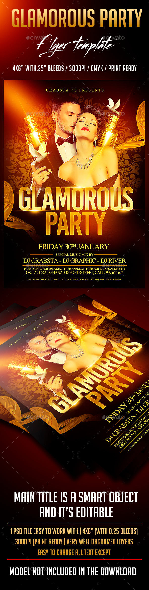 Glamorous Party Flyer Template - Flyers Print Templates