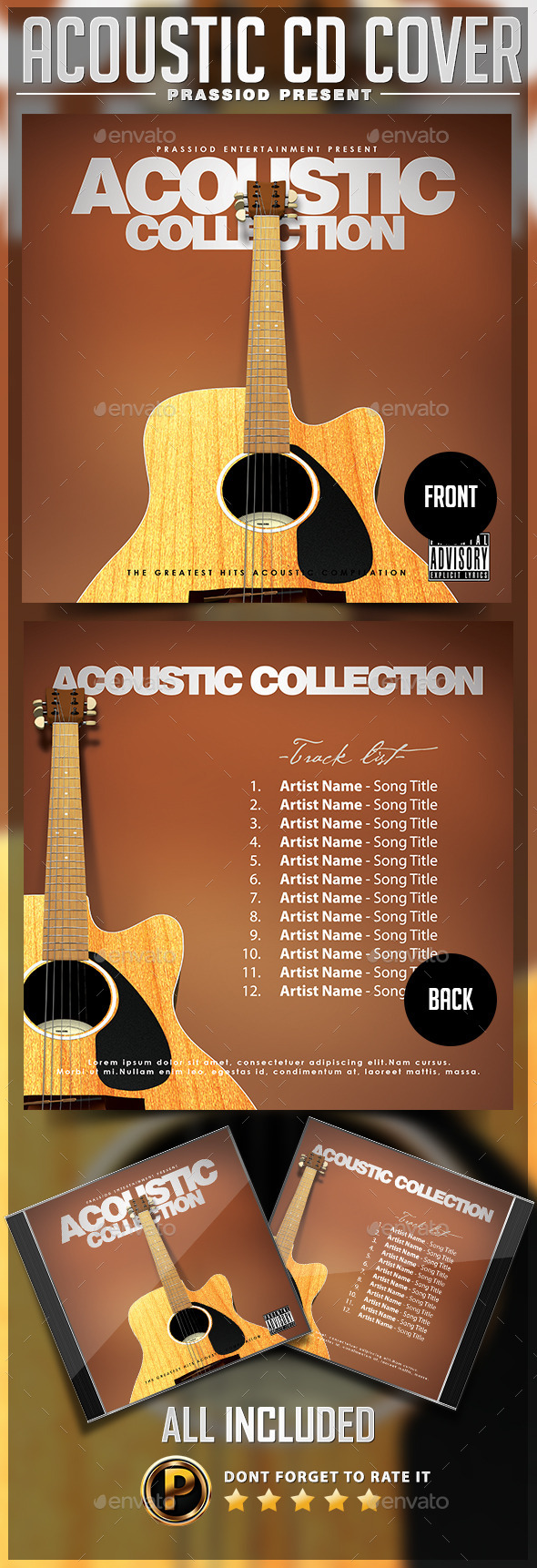 Acoustic CD Cover Template - CD & DVD Artwork Print Templates