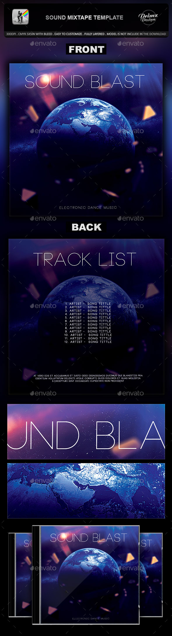 Sound Mixtape Template - CD & DVD Artwork Print Templates