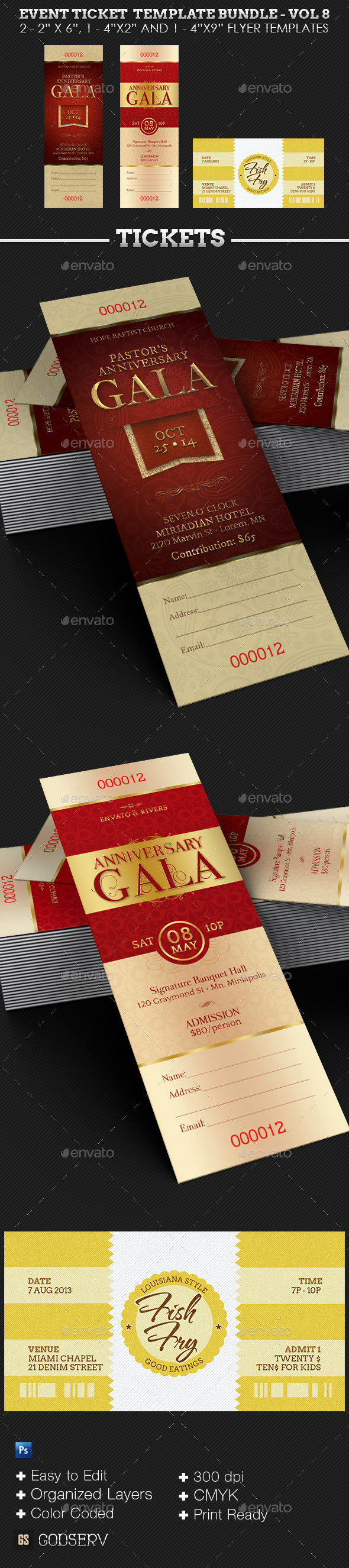 Event Ticket Template Bundle - Volume 8 - Miscellaneous Print Templates
