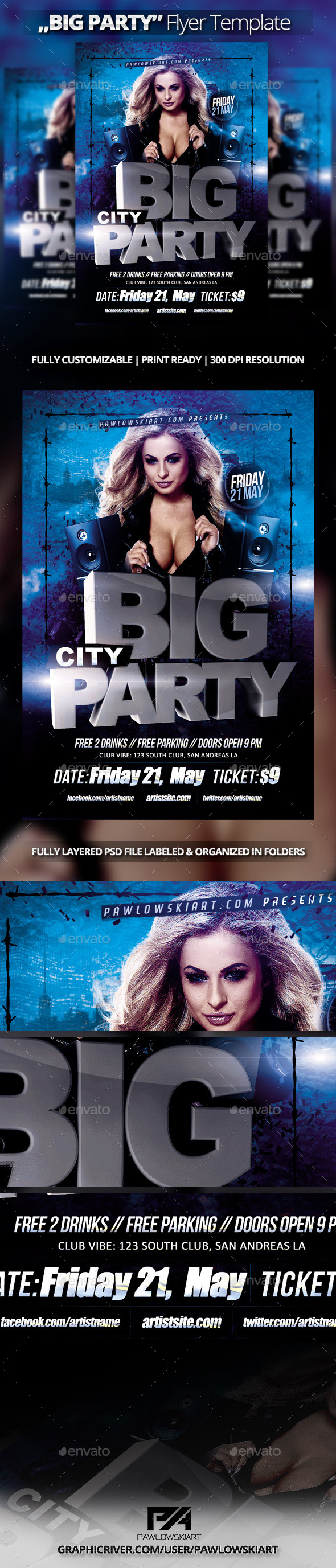 BIG PARTY Flyer Template - Clubs & Parties Events