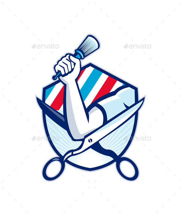 Barber Hand Holding Brush Shield - People Characters