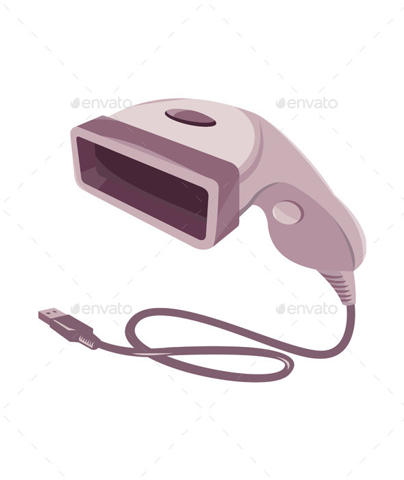 Barcode Scanner with USB Cable - Man-made Objects Objects