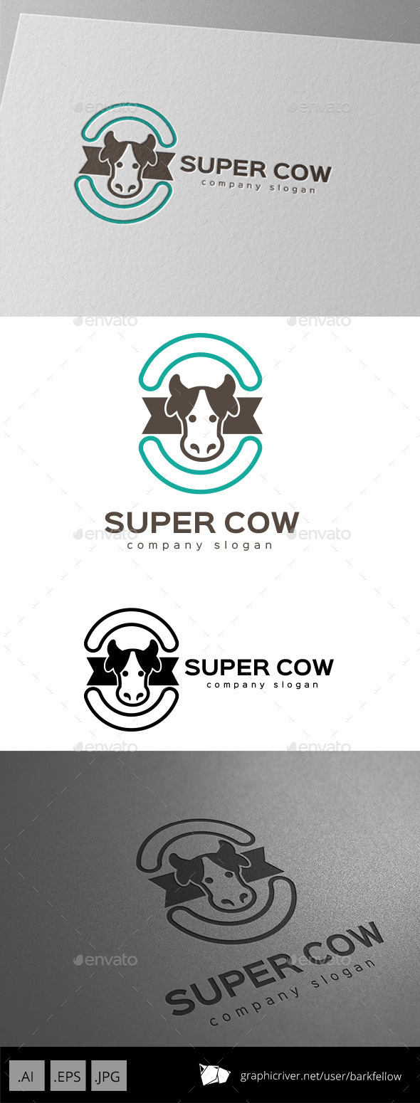 Super Cow Milk Logo Design - Animals Logo Templates