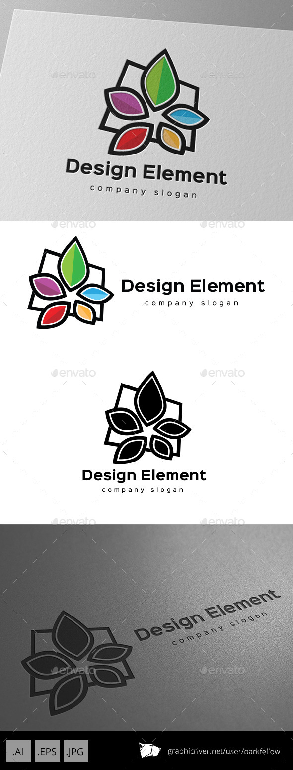 Five Color Element Flower Logo - Nature Logo Templates