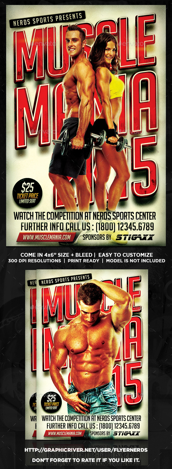 Muscle Mania 2K15 Sports Flyer - Sports Events