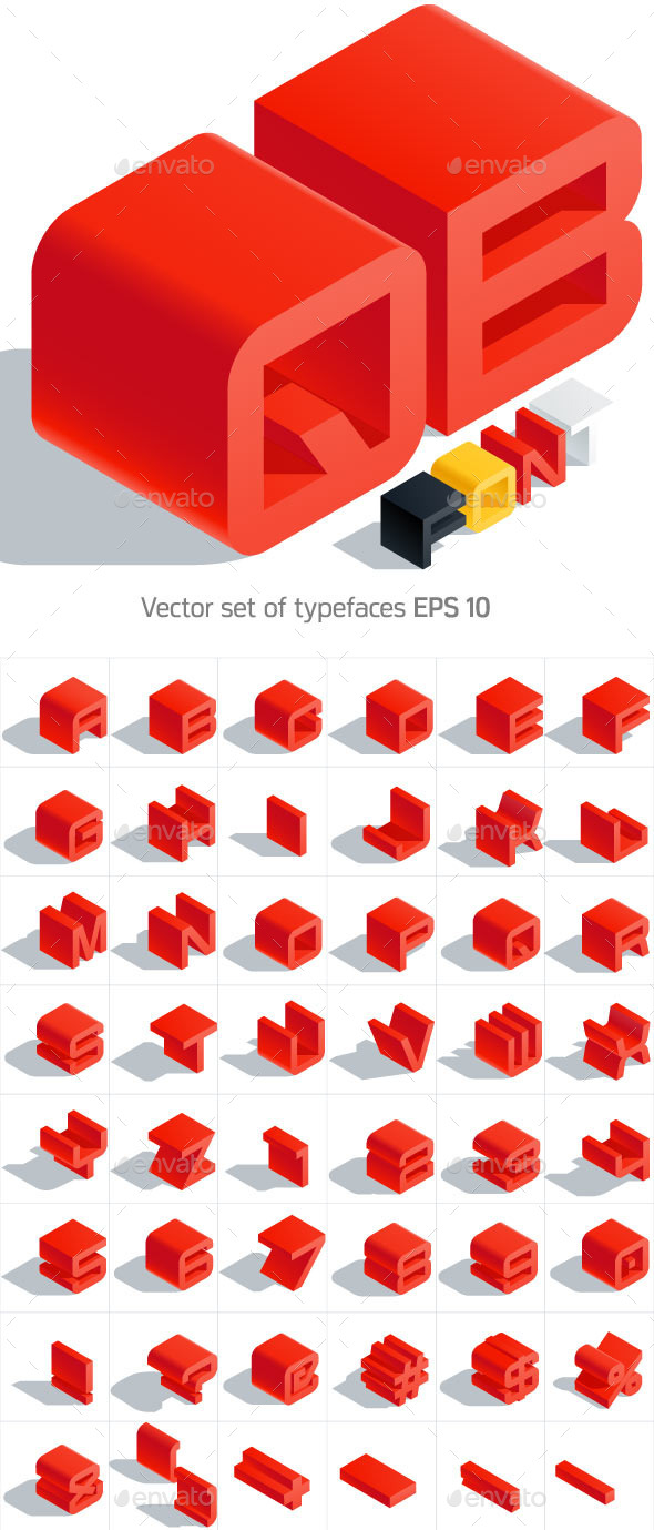 Isometric Alphabet - Objects Vectors
