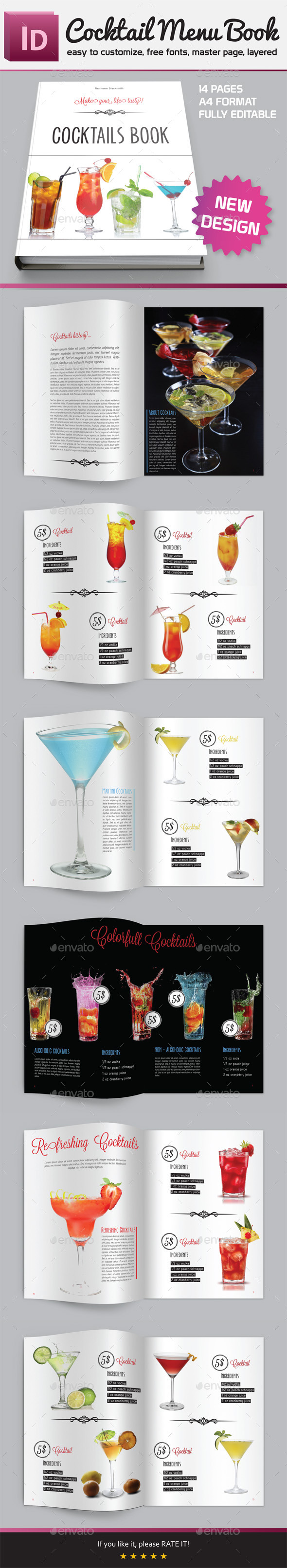 Cocktail Menu Book - Brochures Print Templates