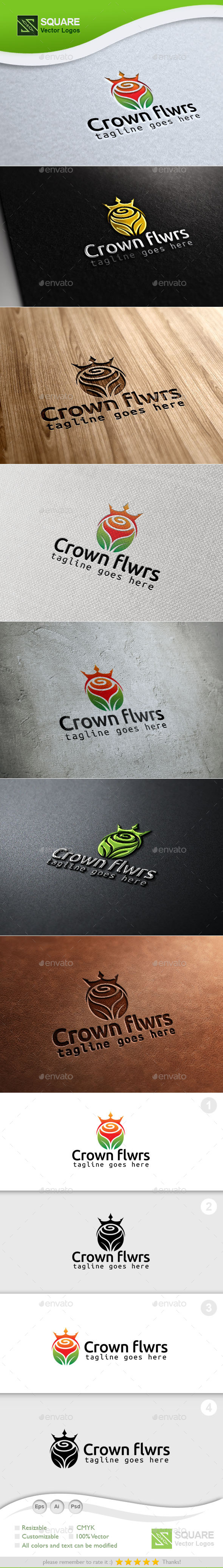 Crown Flower Custom Logo Template - Symbols Logo Templates