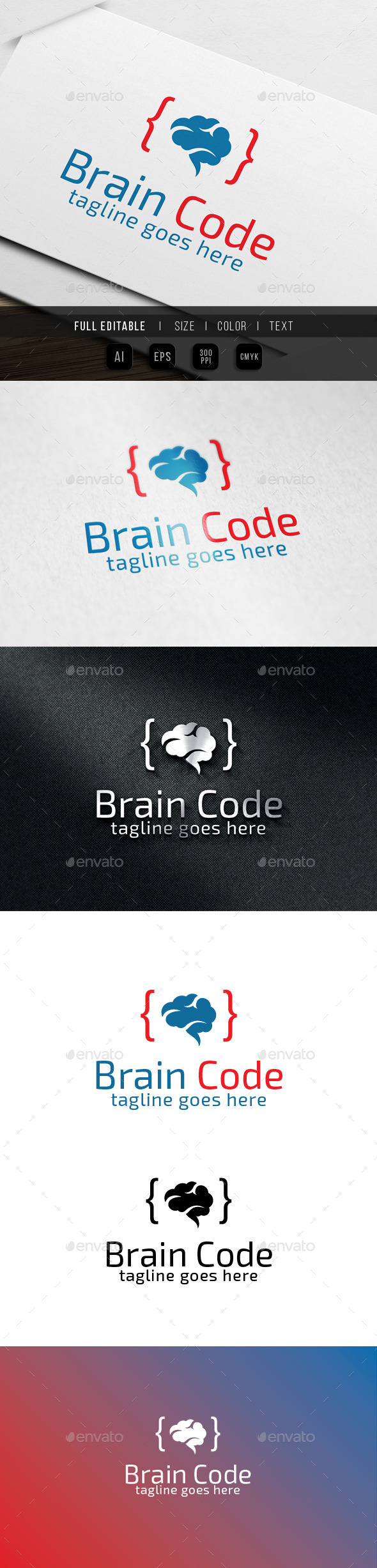 Smart Genius Brain Code - Abstract Logo Templates