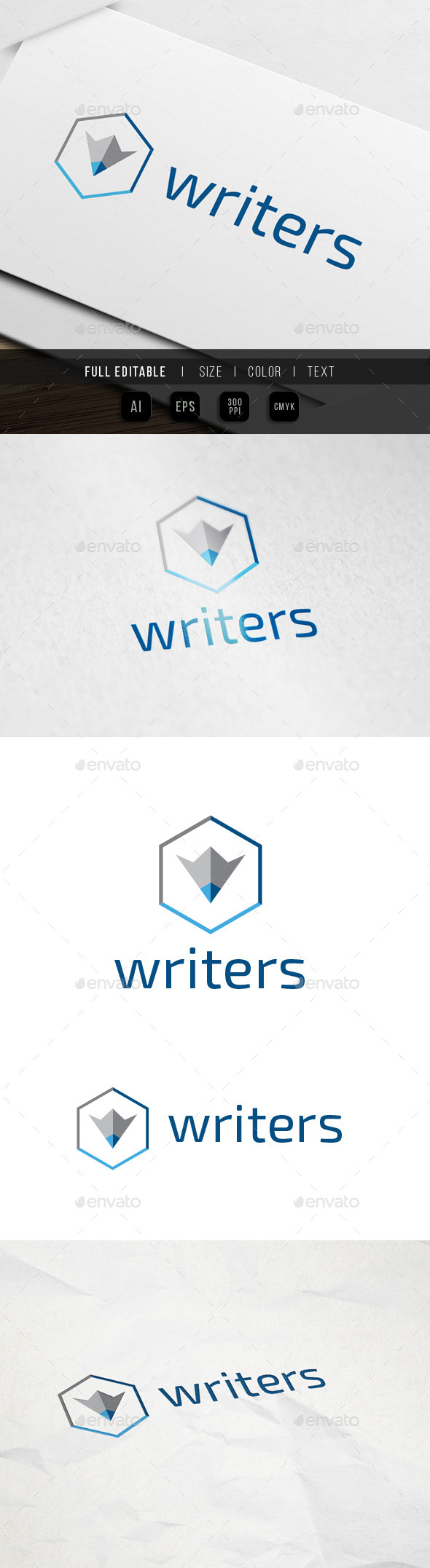 Hexa Content Writer Logo - Objects Logo Templates