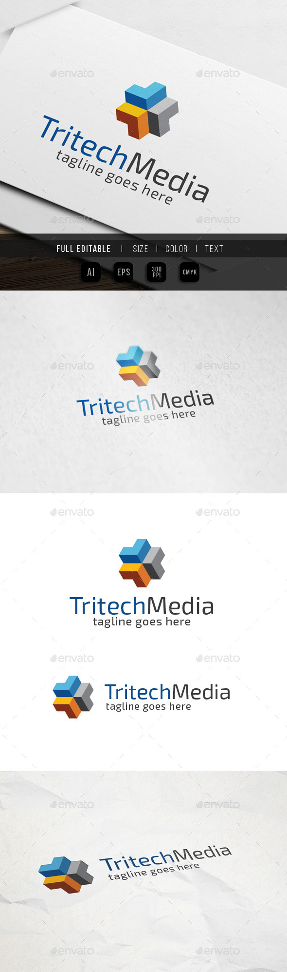 Three Cube Tech Media - Abstract Logo Templates