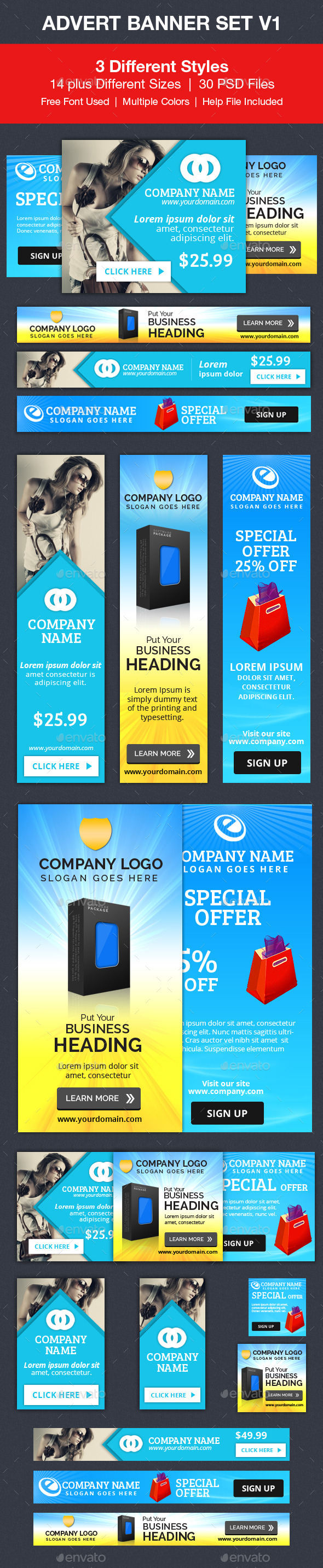 Advert Banner Set V1 - Banners & Ads Web Elements