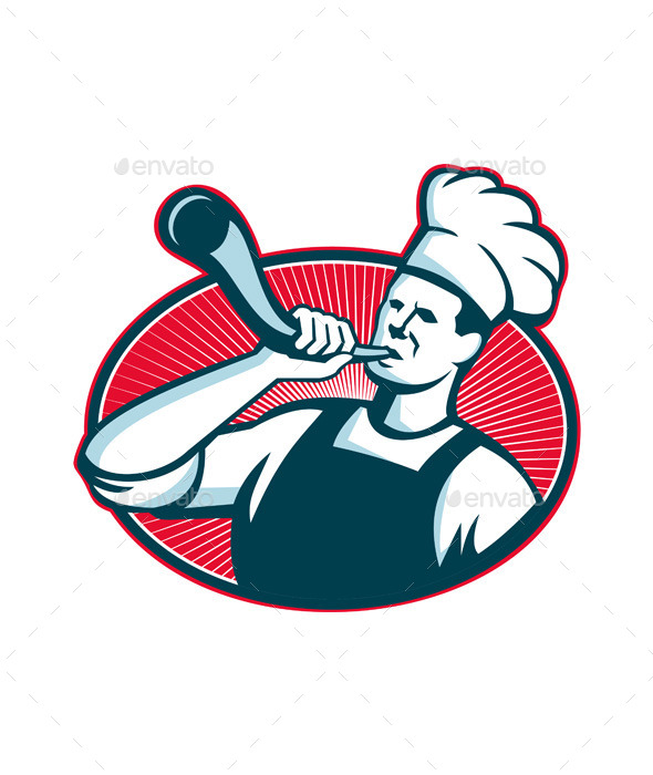 Chef or Cook Blowing a Bullhorn - People Characters