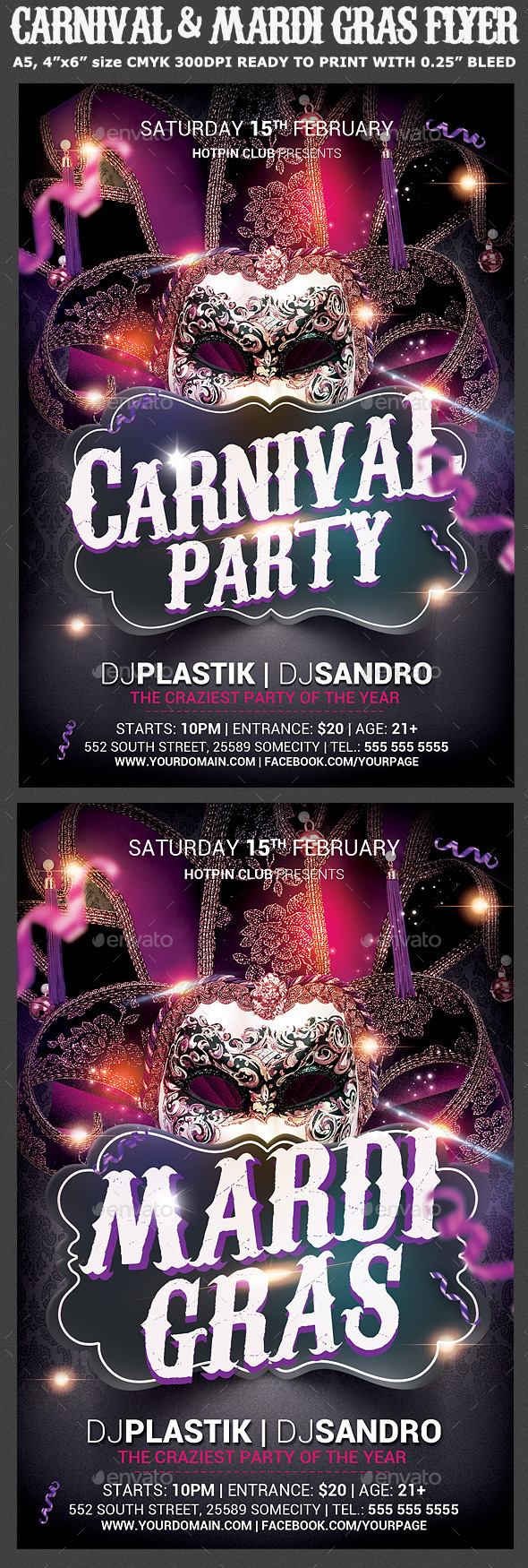 Carnival & Mardi Gras Party Flyer - Clubs & Parties Events