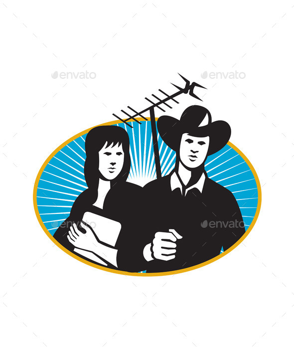 Cowboy Holding Aerial Outdoor Antennae - People Characters