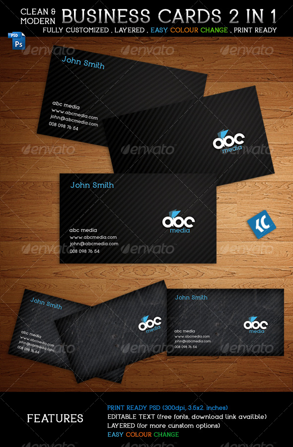 Clean & Modern Business Cards 2 in 1 - Creative Business Cards