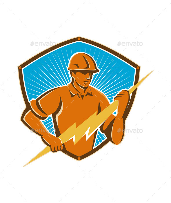 Electrician Construction Worker Retro - People Characters