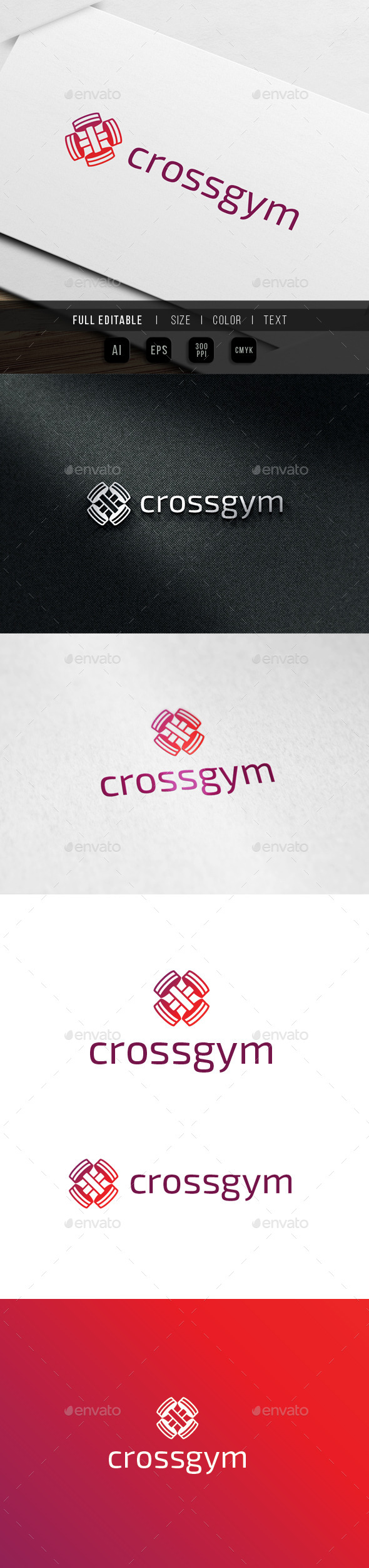 Cross Gym - Barbell Fitness Logo - Objects Logo Templates