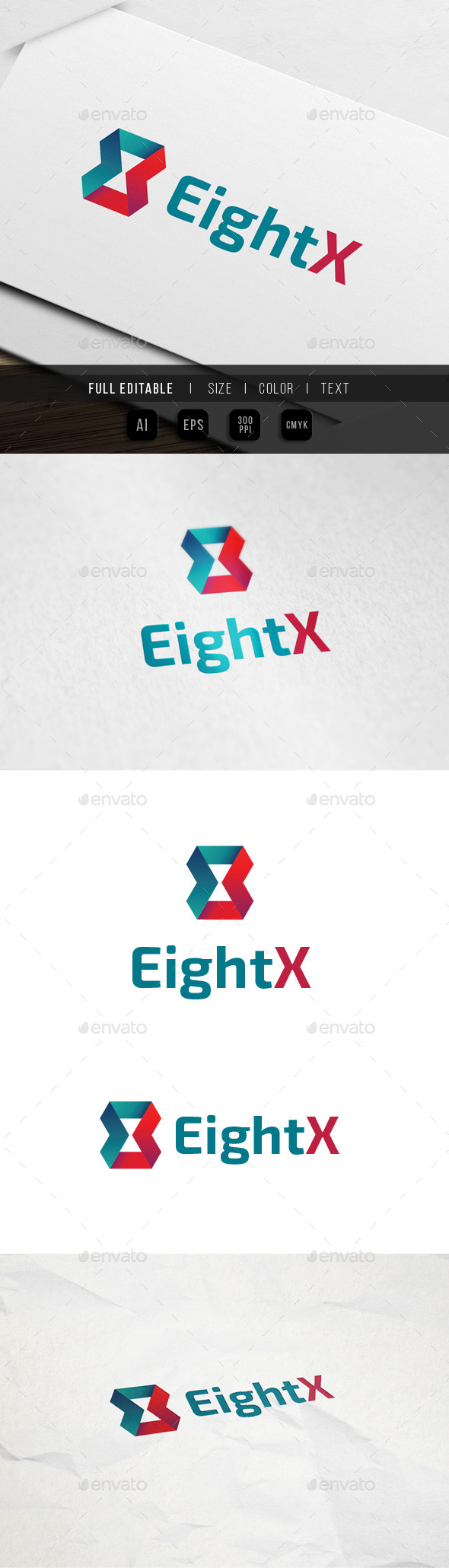 Eight x - Ribbon - Feedback Logo - Numbers Logo Templates