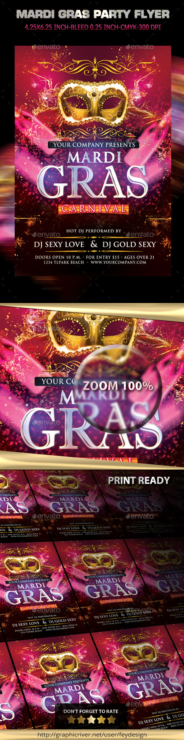 Mardi Gras Carnival Party Flyer - Clubs & Parties Events