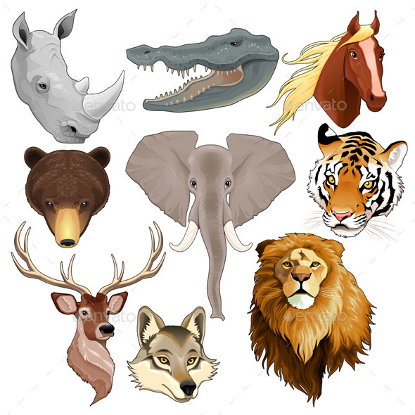 Set of Animal Heads - Animals Characters