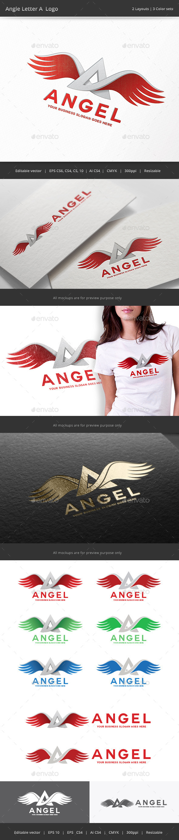 Angel Wing Letter A Logo - Letters Logo Templates