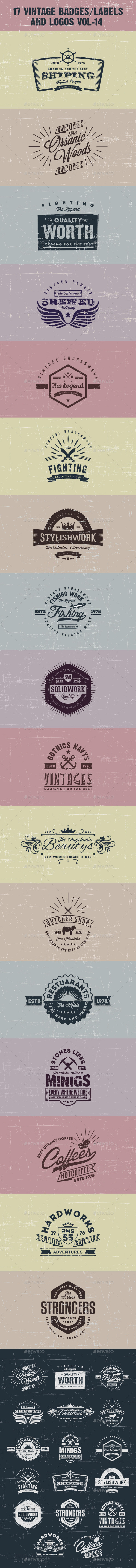 17 Vintage Badges/labels and Logos Vol-14 - Badges & Stickers Web Elements