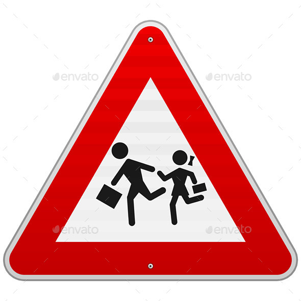 Pedestrian Danger Sign - People Characters