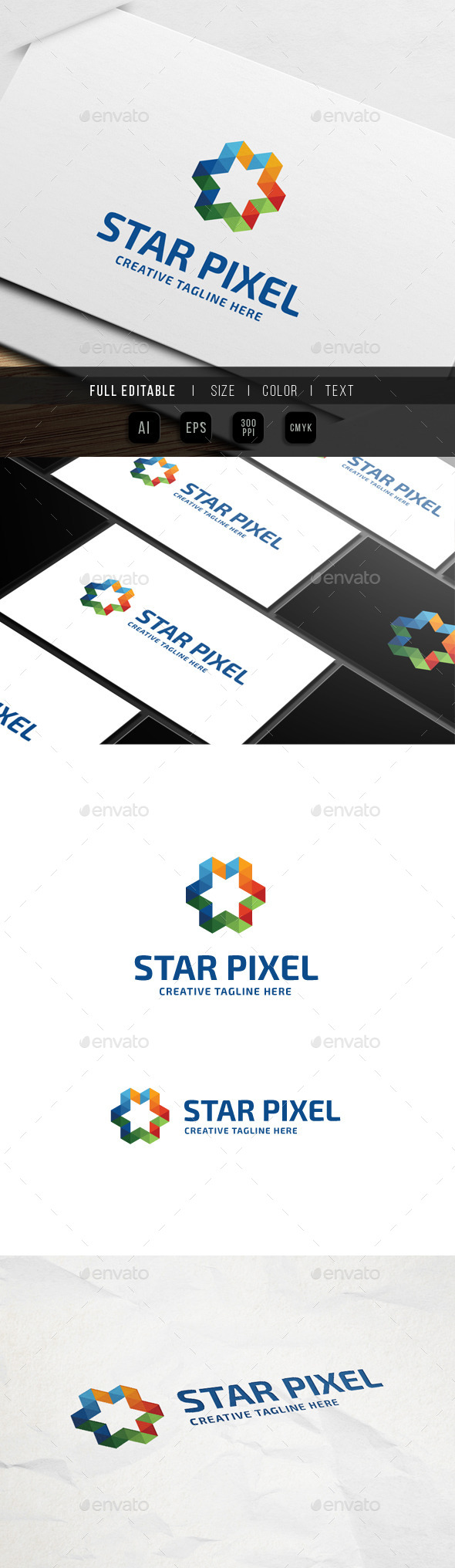 Star Triangle Pixel Logo - Abstract Logo Templates
