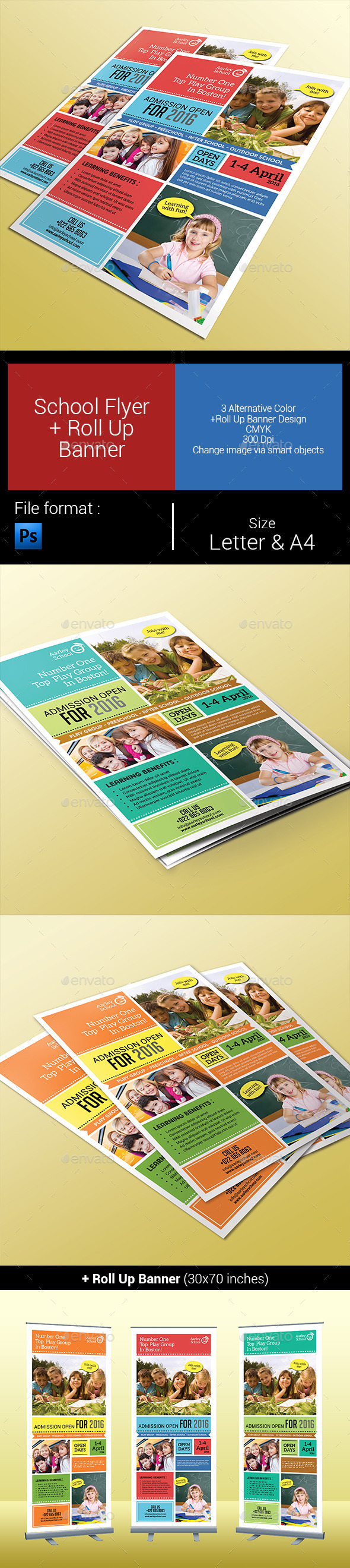 School Flyer + Roll Up Banner - Corporate Flyers