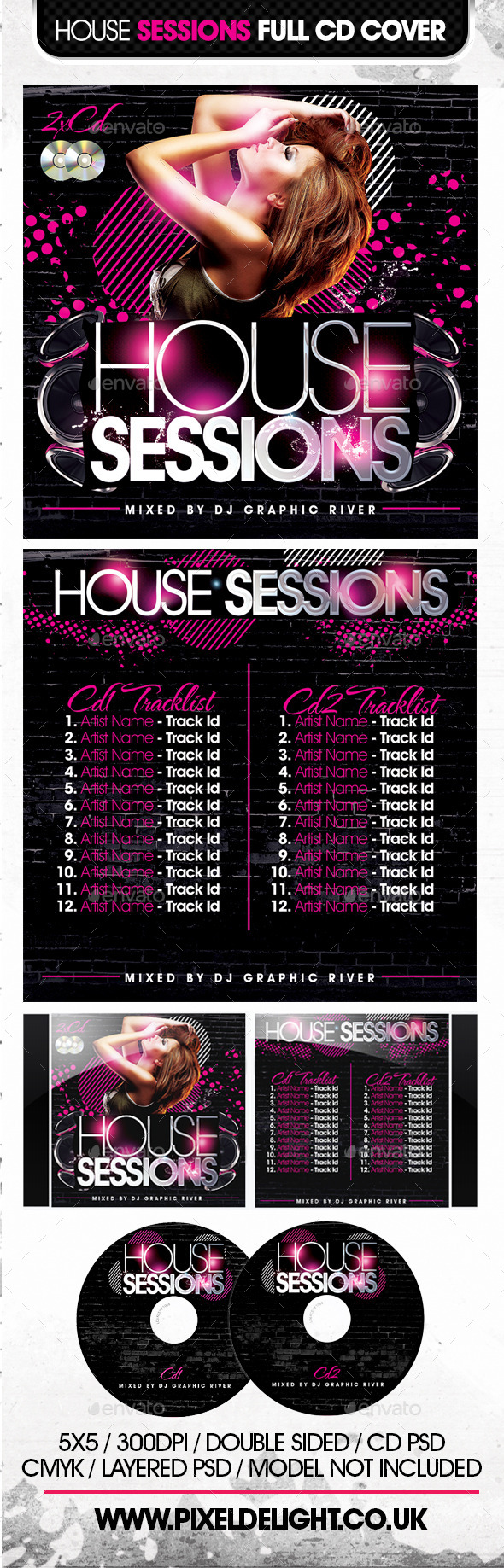 House Sessions CD Cover - CD & DVD Artwork Print Templates