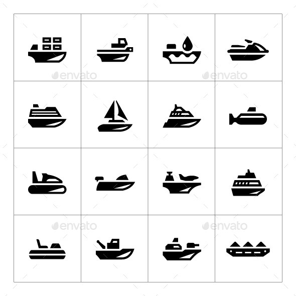 Set Icons of Water Transport - Man-made objects Objects