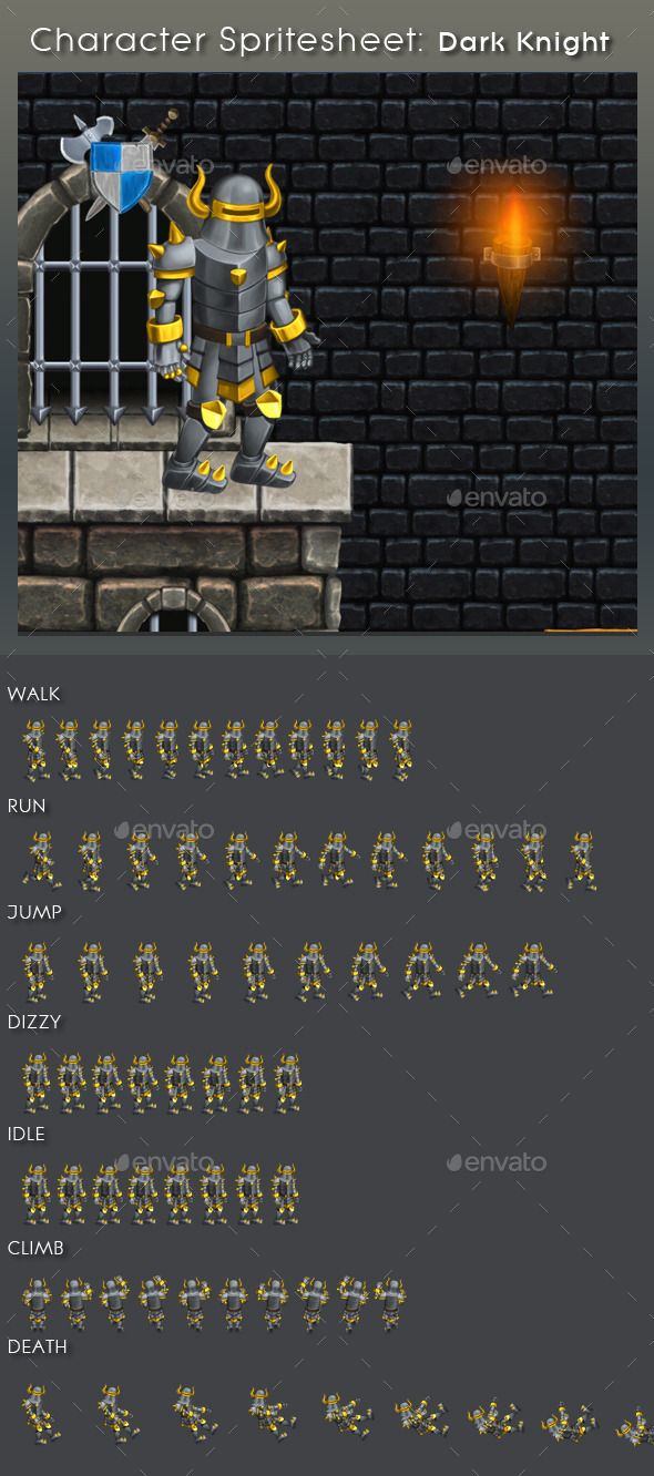 Character Spritesheet: Dark Knight - Sprites Game Assets