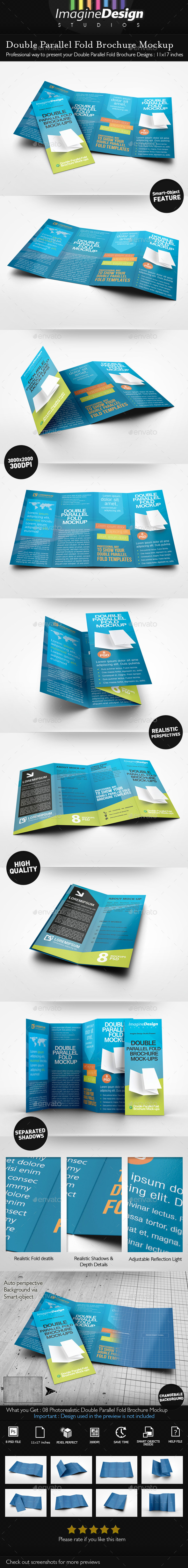Double Parallel Fold Brochure Mockup - Brochures Print