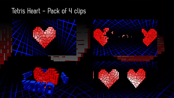 Tetris Heart Backgrounds - Pack Of 4